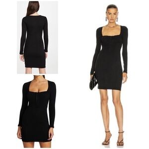 NWT Jonathan Simkhai Standard Pia Bustier Black Ribbed Knit Bodycon Mini Dress‌‍